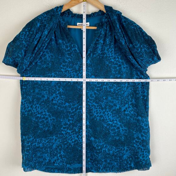 Whistles Teal Big Cat Dobby Blouse Size 10 - Picture 14 of 14
